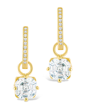 Load image into Gallery viewer, Sterling Silver Augusta Asscher Cut CZ Dangle Micro Hoops
