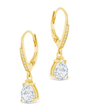 Load image into Gallery viewer, Sterling Silver Angelica Pear Cut CZ French Clip Earrings
