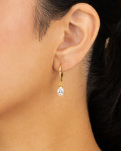 Load image into Gallery viewer, Sterling Silver Angelica Pear Cut CZ French Clip Earrings
