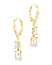 Load image into Gallery viewer, Sterling Silver Eulalia Emerald Cut CZ French Clip Earrings
