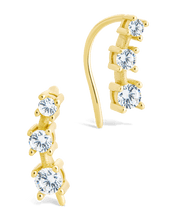 Load image into Gallery viewer, Sterling Silver Round Cut Mini Ear Crawlers
