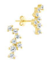 Load image into Gallery viewer, Sterling Silver Round Cut Cluster CZ Crawlers
