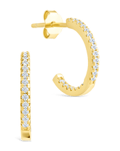 Load image into Gallery viewer, Sterling Silver Thin Bezel Statement Hoops
