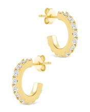 Load image into Gallery viewer, Sterling Silver Eleri CZ Tube Hoops

