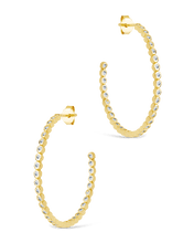 Load image into Gallery viewer, Sterling Silver Bezel Statement Bubble Hoops
