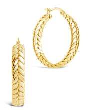 Load image into Gallery viewer, Double Row Herringbone Statement Hoop Earrings
