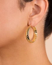 Load image into Gallery viewer, Double Row Herringbone Statement Hoop Earrings
