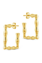 Load image into Gallery viewer, Bamboo Rectangular Hoop Earrings
