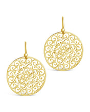Load image into Gallery viewer, Sterling Silver Round Filigree Dangle Earrings
