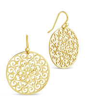 Load image into Gallery viewer, Sterling Silver Round Filigree Dangle Earrings
