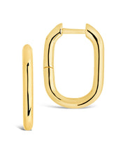 Load image into Gallery viewer, Sterling Silver Rectangle Huggie Hoop Earrings
