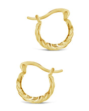 Load image into Gallery viewer, Sterling Silver Croissant Dome Hoop Earrings

