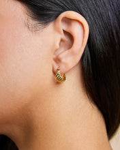 Load image into Gallery viewer, Sterling Silver Croissant Dome Hoop Earrings
