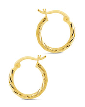 Load image into Gallery viewer, Sterling Silver Anita Textured Hoop Earrings
