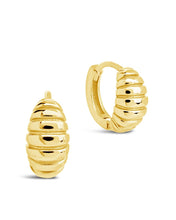 Load image into Gallery viewer, Sterling Silver Graham Ribbed Micro Hoop Earrings
