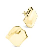 Load image into Gallery viewer, Sterling Silver Vivien Molten Square Statement Studs
