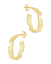 Load image into Gallery viewer, Sterling Silver Mary Textured Hoop Earrings

