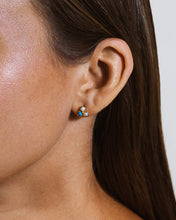 Load image into Gallery viewer, Bermuda Opal, Pearl, &amp; Turquoise Triple Stud Earrings
