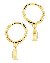 Load image into Gallery viewer, Meredith Braided Opal Heart Drop Hoop Earrings
