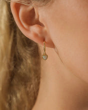 Load image into Gallery viewer, Meredith Braided Opal Heart Drop Hoop Earrings
