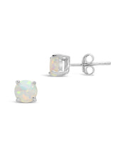 Load image into Gallery viewer, Sterling Silver 6mm Opal Earring Studs - In SIlver or 14K Gold Plated
