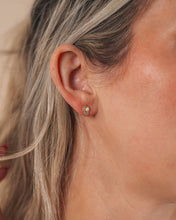 Load image into Gallery viewer, Sterling Silver Half Halo Opal Studs
