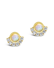 Load image into Gallery viewer, Sterling Silver Half Halo Opal Studs
