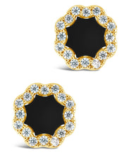 Load image into Gallery viewer, CZ Bezel Frame Rose Petal Stud Earrings
