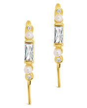 Load image into Gallery viewer, Nadia CZ &amp; Pearl Threader Earrings
