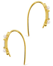 Load image into Gallery viewer, Nadia CZ &amp; Pearl Threader Earrings
