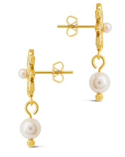 Load image into Gallery viewer, Esti CZ Flower &amp; Pearl Drop Stud Earrings
