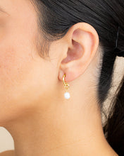 Load image into Gallery viewer, Sterling Silver Pearl Drop Hoop Earrings
