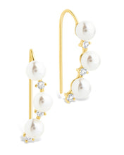 Load image into Gallery viewer, Sterling Silver Siena CZ &amp; Pearl Threader Earrings
