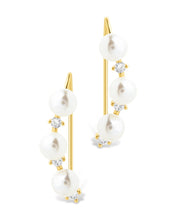 Load image into Gallery viewer, Sterling Silver Siena CZ &amp; Pearl Threader Earrings
