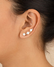 Load image into Gallery viewer, Sterling Silver Siena CZ &amp; Pearl Threader Earrings

