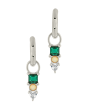 Load image into Gallery viewer, Harmony CZ &amp; Opal Charm Hoop Earrings
