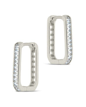 Load image into Gallery viewer, Piper CZ Rectangle Hoop Earrings
