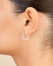 Load image into Gallery viewer, Piper CZ Rectangle Hoop Earrings
