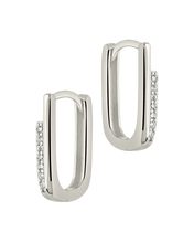 Load image into Gallery viewer, Nadine CZ Rectangle Hoop Earrings
