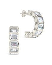 Load image into Gallery viewer, Nyssa Bezel CZ Station Hoop Earrings
