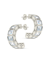 Load image into Gallery viewer, Nyssa Bezel CZ Station Hoop Earrings
