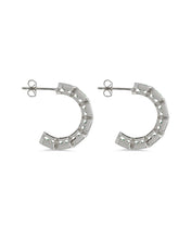 Load image into Gallery viewer, Nyssa Bezel CZ Station Hoop Earrings
