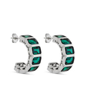 Load image into Gallery viewer, Nyssa Bezel CZ Station Hoop Earrings
