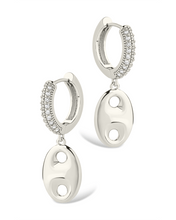 Load image into Gallery viewer, Bliss CZ Anchor Chain Micro Hoop Earrings
