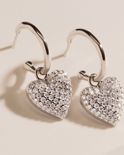 Load image into Gallery viewer, Disco Heart CZ Micro Hoop Earrings

