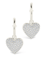 Load image into Gallery viewer, Disco Heart CZ Micro Hoop Earrings
