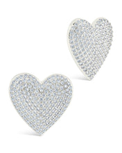 Load image into Gallery viewer, Disco Heart CZ Statement Stud Earrings
