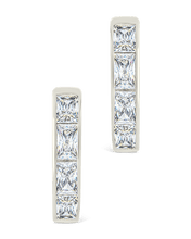 Load image into Gallery viewer, Anwen Emerald Cut CZ Hoops
