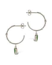 Load image into Gallery viewer, Bezel CZ Station Hoop Earrings
