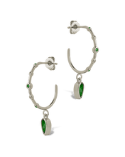 Load image into Gallery viewer, Bezel CZ Station Hoop Earrings
